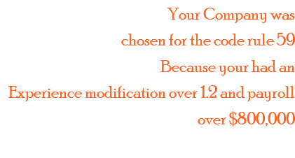 Your Company was chosen for the code rule 59 Because your had an Experience modification over 1.2 and payroll over $800,000